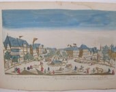 Basset Le Marche aux Chevaux Francfort Mein 1700's Optical View Antique Print