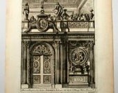 Rare Antique French Engraving Print "Landscape Portrait Panel" Le Pautre 1752 #2