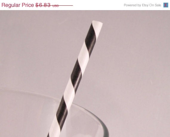 10% off - 50 Black and White Stripe Straws - ships less than 24 hours Il_570xn