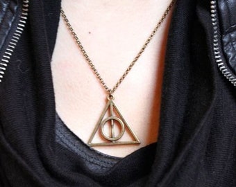 Harry Potter inspired Deathly Hallows Necklace Pendant FILM REPLICA Antique Bronze/Silver