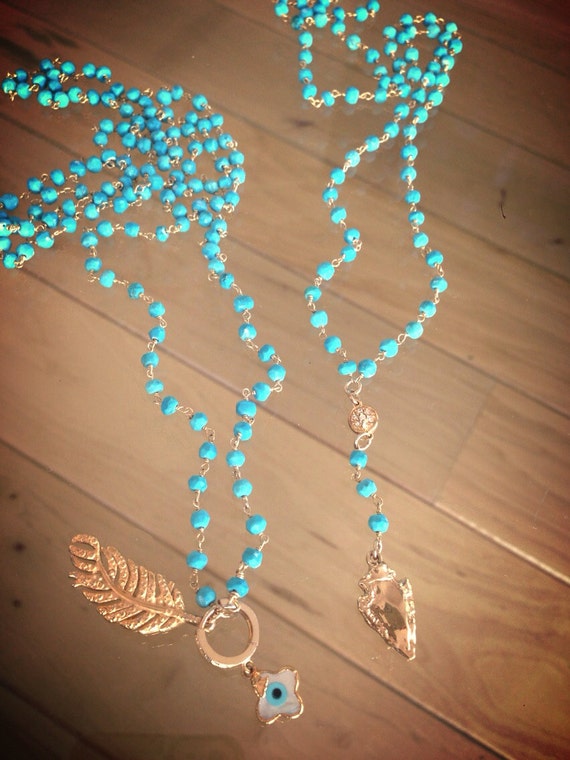 Items Similar To Turquoise Necklace With Charms On Etsy