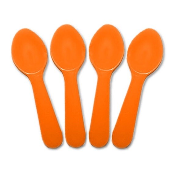 Items similar to 100 Orange Plastic Mini Taster Spoons on Etsy