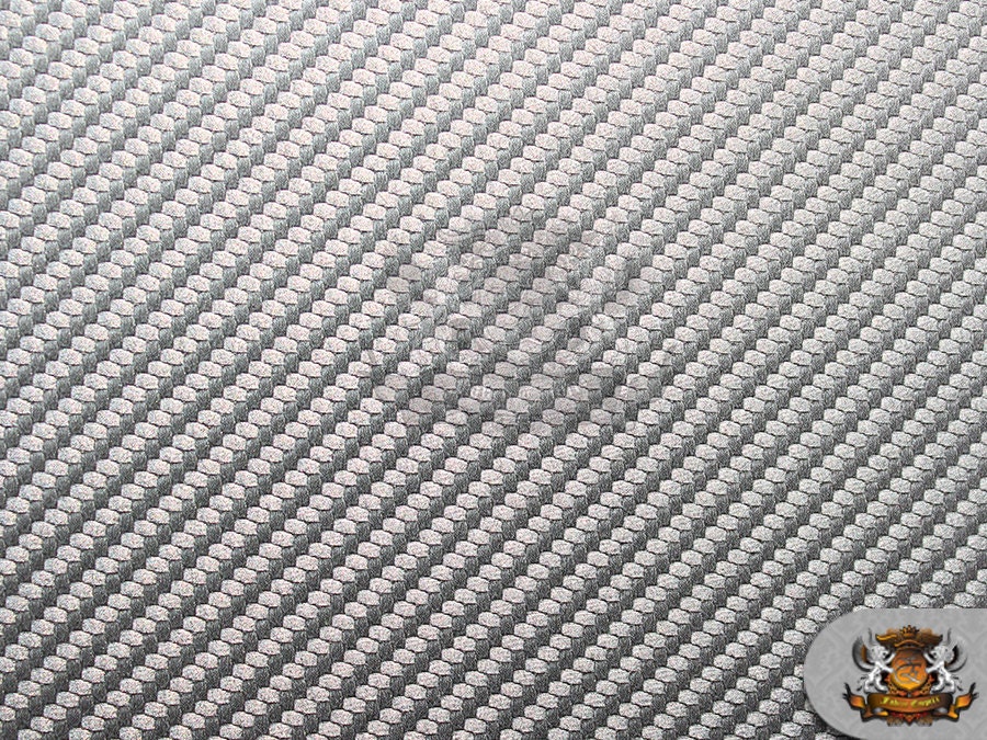 Vinyl Embossed Carbon Fiber Upholstery Fabric METALLIC SILVER