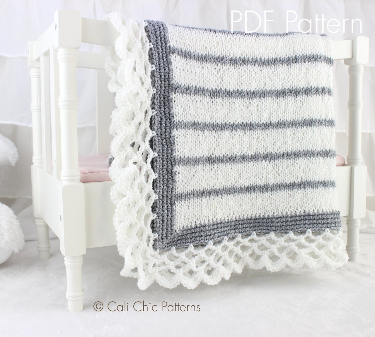 Knit Baby Blanket PATTERN 68 Crystal Lace Knit Blanket