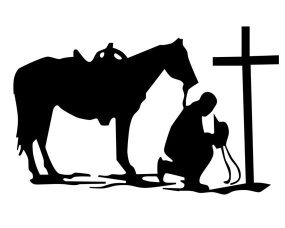 Man With Horse Praying Decal Praying Cowboy Sticker Man