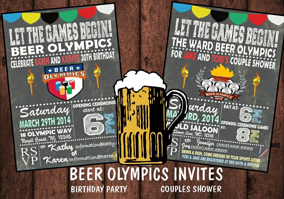 Beer Olympics InvitationBirthdayCouples by BowersInk on Etsy