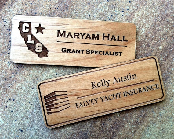 Custom Name Badges Engraved Name Tag with Logo by EngraveMeThis