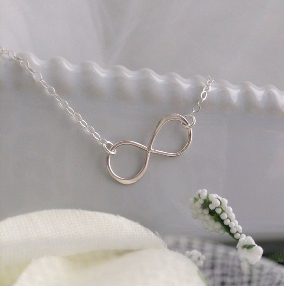 Infinity loop necklace Sterling Silver chain center or