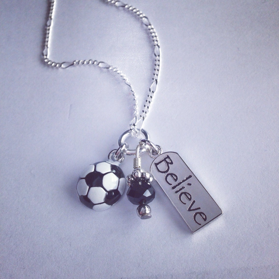 Sporty Girl Soccer Necklace Believe