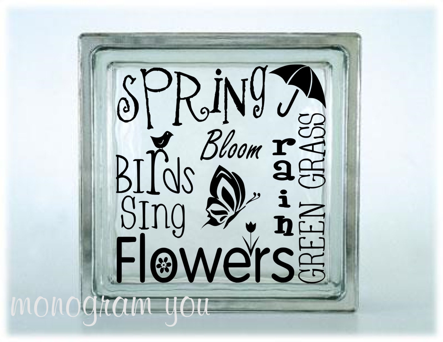 Spring Glass Block Vinyl Decal 003