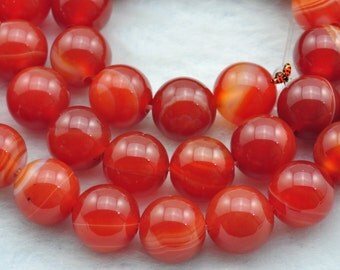 Red Banded Agate smooth Round beads 10mm,37 pcs