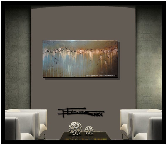 Modern Abstract Canvas Wall Art 36 x 18 x 1.5 Ready to