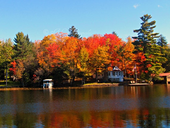 Old Forge Fall Foliage Old Forge Lake by AprilLewinPhotograph