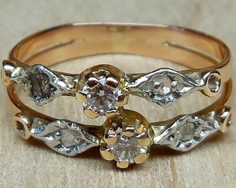 ... Cut Diamonds 18k White Yellow Rose Gold Engagement Ring Art Deco 1900