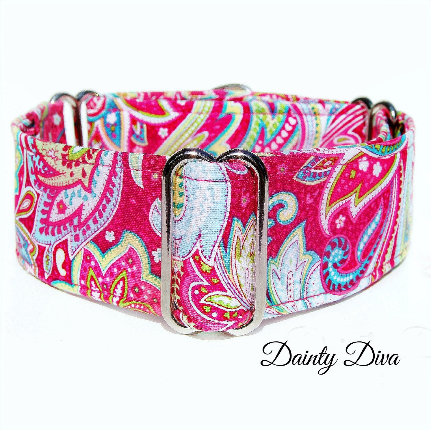 Pink martingale dog collar girly dog collar wide dog collar