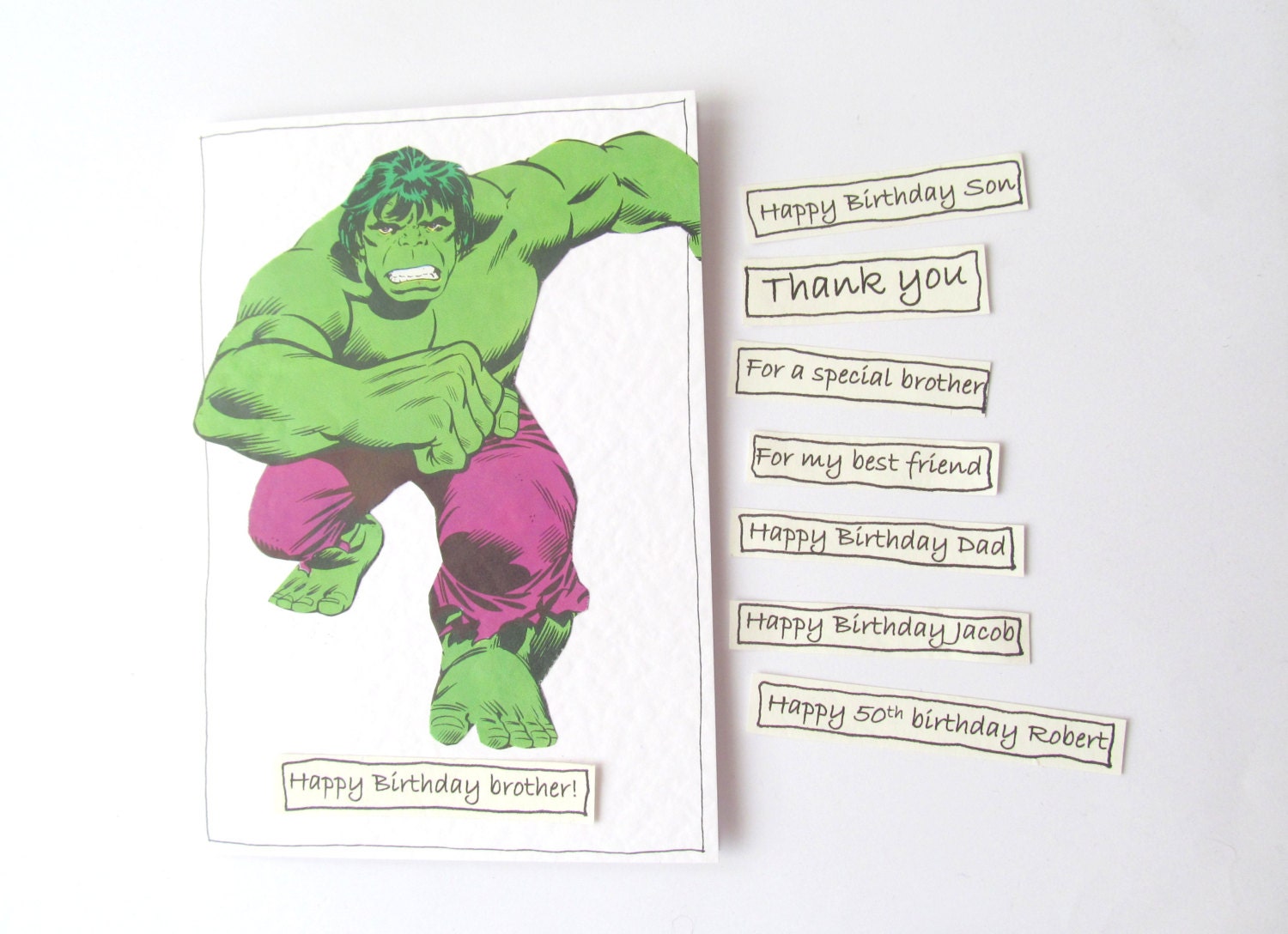 Incredible Hulk birthday card: unique personalised greeting
