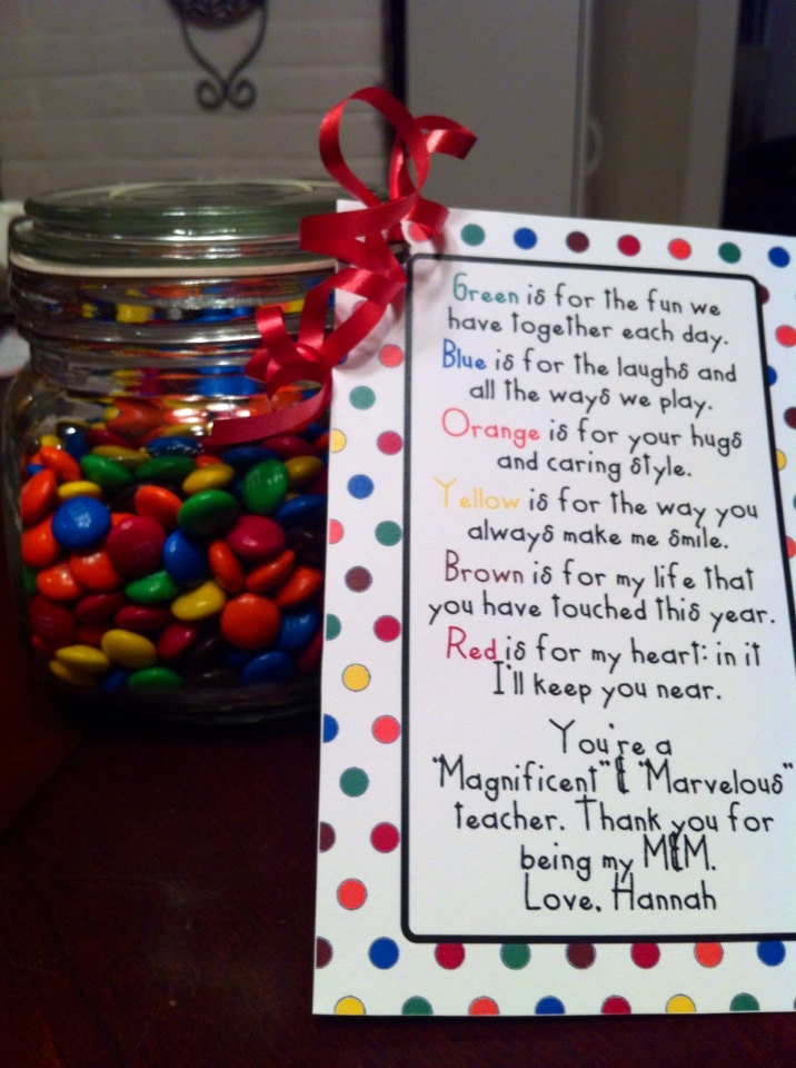 Teacher's M&M Gift Tag