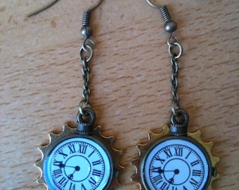 Little pocket watch earrings