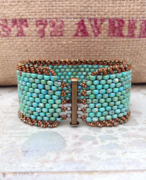 Peyote Stitch Beaded Bracelet Rustic by CountryChicCharms