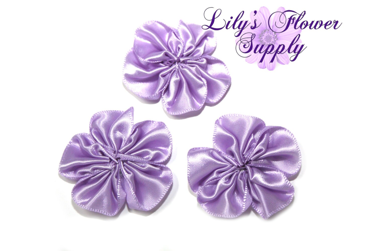 Lavender Mini Satin Flowers Ribbon flower Wholesale1.5