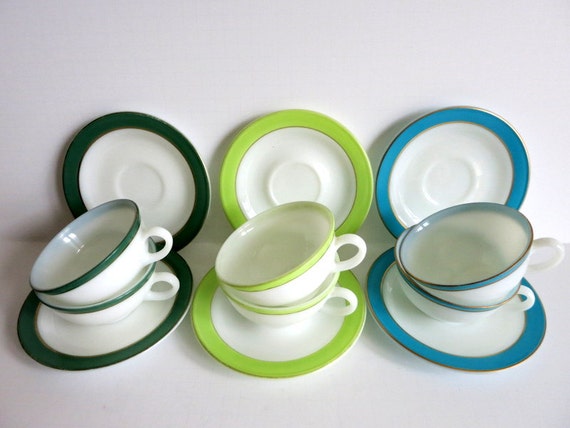 Cups And White Colors 1950s Pyrex vintage Vintage cups and  Mixed saucers pyrex  Pyrex Milk  Saucers Tea