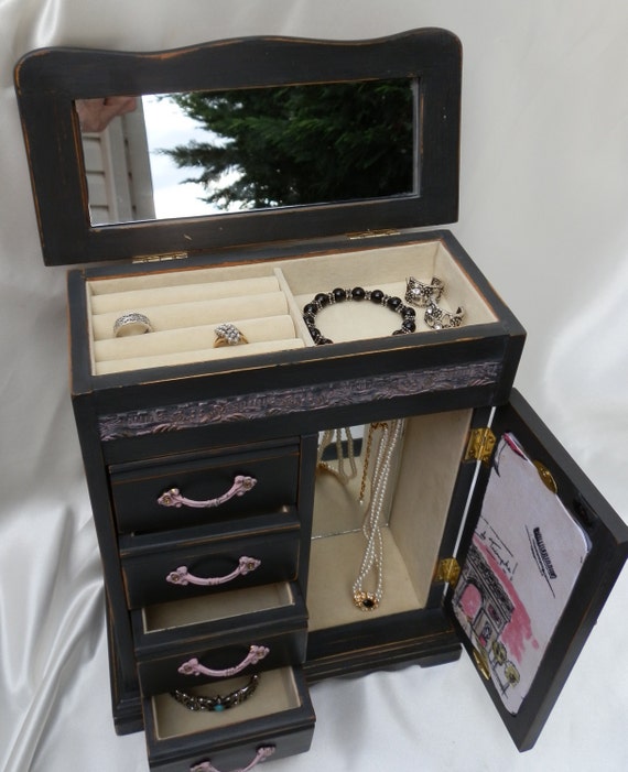 Upcycled Wood Jewelry Box France Paris Eiffel Tower Theme