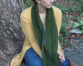 Ready To Ship Dark Olive Green Handmade Crochet Infinity Scarf Cowl Extra Soft 100