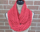 Ready To Ship New Red Handmade Crochet Knit Infinity Scarf Cowl Accessory 109