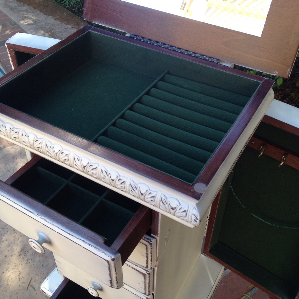 Beautiful white jewelry armoire stand up jewelry box shabby