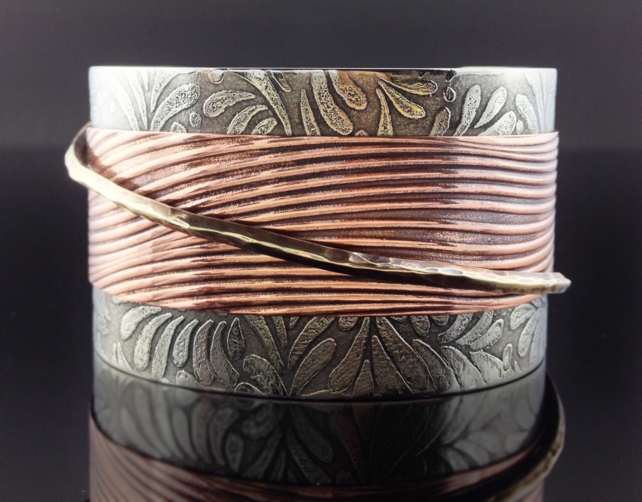 Mixed Metal Cuff Bracelet in Nickel Silver Copper and Bronze