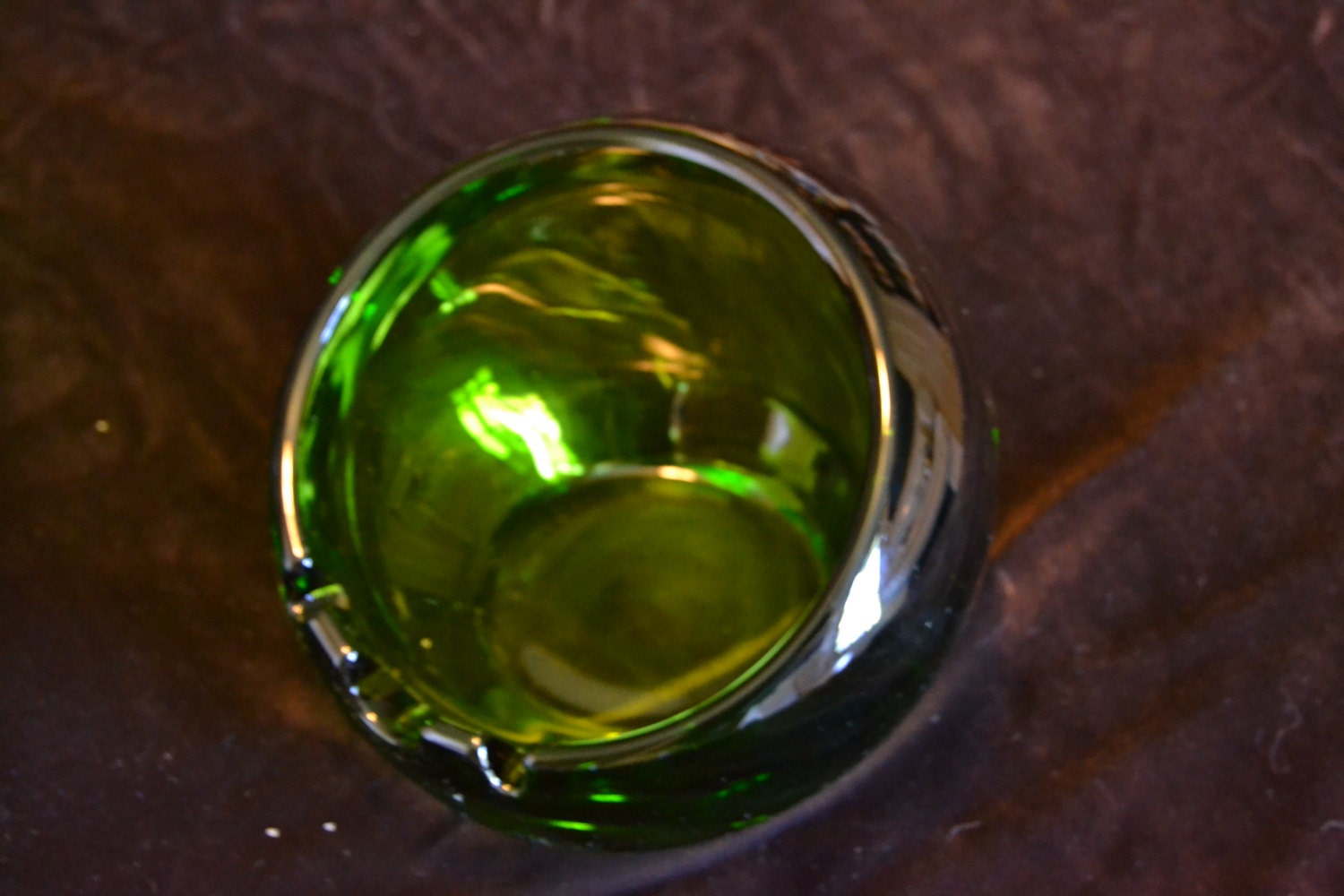 VTG Viking Green Glass Orb Ashtray by TheLaughingKyote on Etsy