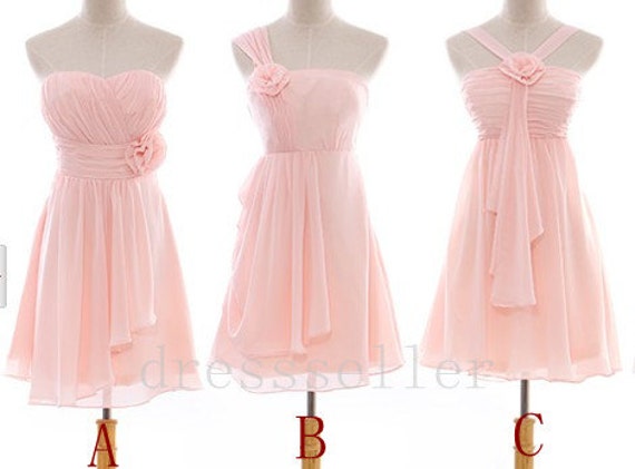 Short Light Pink Chiffon Bridesmaid Dress Simple by Tinadress