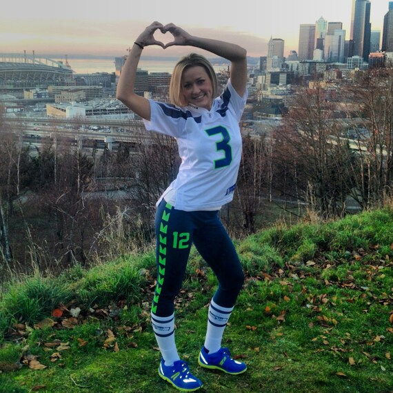 Seattle Seahawks Inspired Yoga Capri Pants by