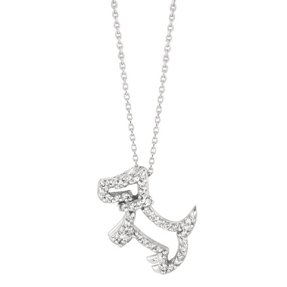 Dog Shape Diamond Pave Pendant Necklace 0.22 Carat 14K White Gold
