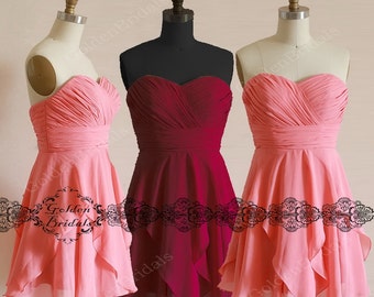 coral bridesmaid dress, short bridesmaid dress, off shoulder bridesmaid ...