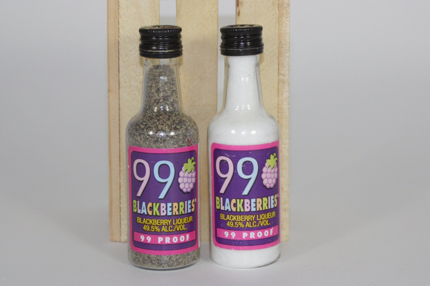 99 Blackberries Salt and Pepper Shaker Upcycled Liquor