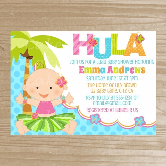 Baby Shower Invitation - Baby Girl Luau Invitation - Printable Baby ...