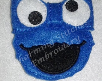 Cookie Blue Monster Inspired Bow In the Hoop bow Felt Bow bow headband embellishment in the hoop bow