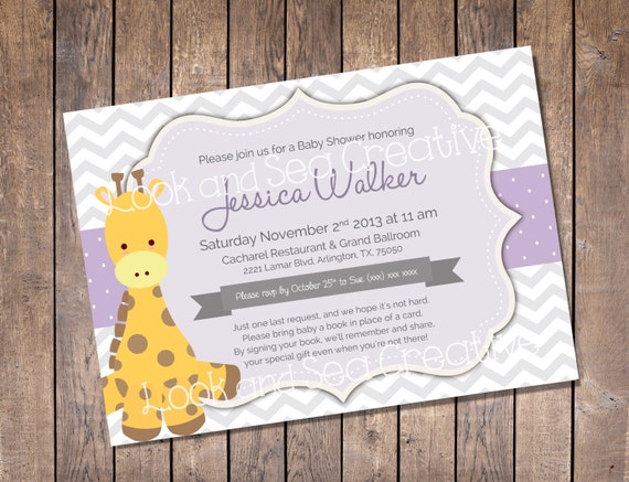 Chevron Giraffe Baby Shower Invitations (Custom Digital File)