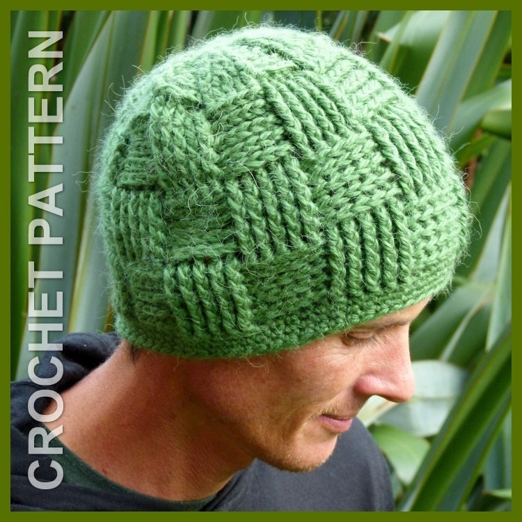 Crochet Hat Pattern Instant Download Basket Weave Beanie