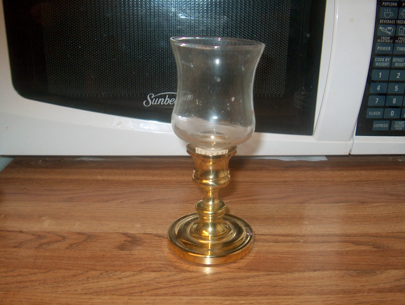 Vintage Solid Brass Baldwin Candle Holder with Glass for
