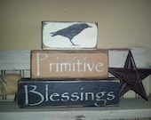 Primitive Blessings Crow Blocks Sign