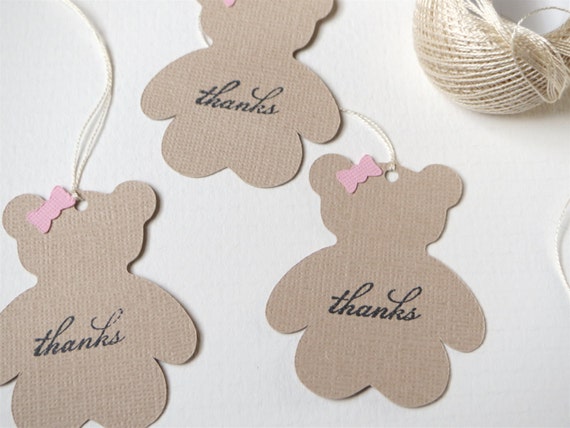 teddy bear baby shower favor tags girl baby by