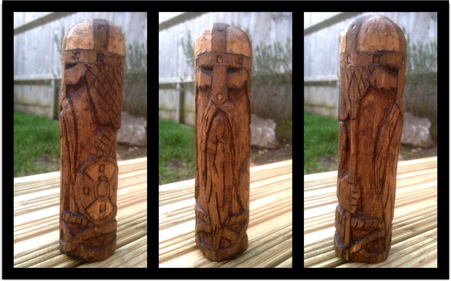 Viking  warrior wood  carving 