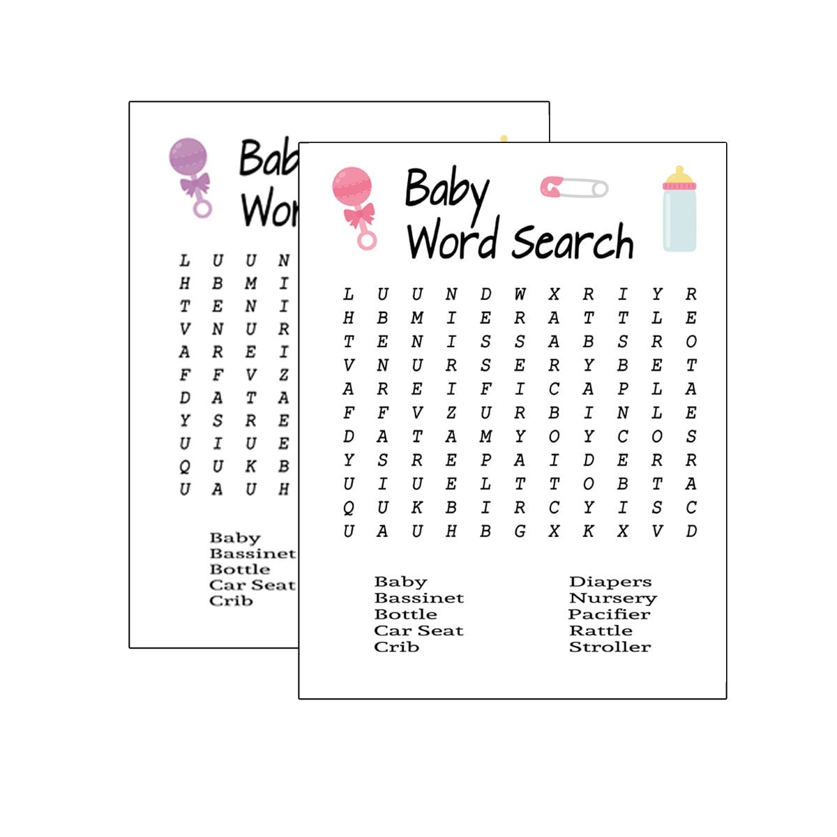 Baby Shower Word Search Printable Baby Shower Game Pink