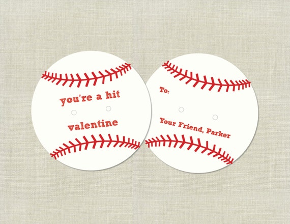 Items Similar To Round Baseball Valentine s Day Cards Lollipop Or 