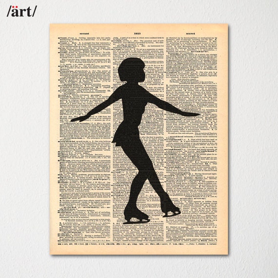 Figure Skater Dictionary Art Print Ice Skating Sketch / Hand