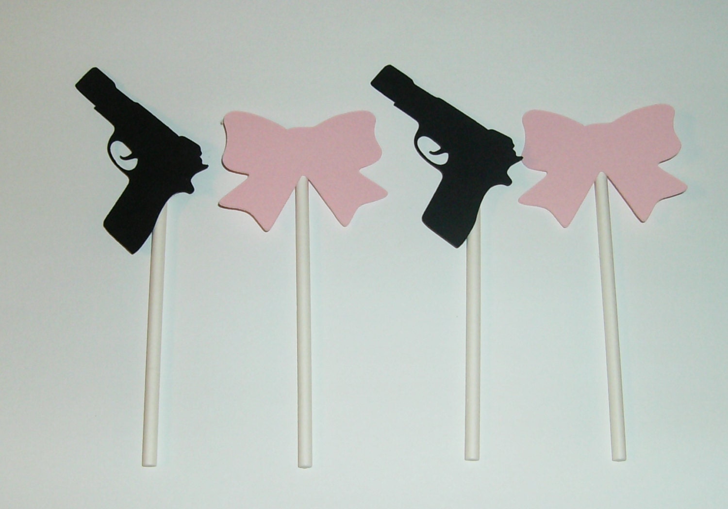 Gender Reveal Cupcake toppers Guns and Bows 223C