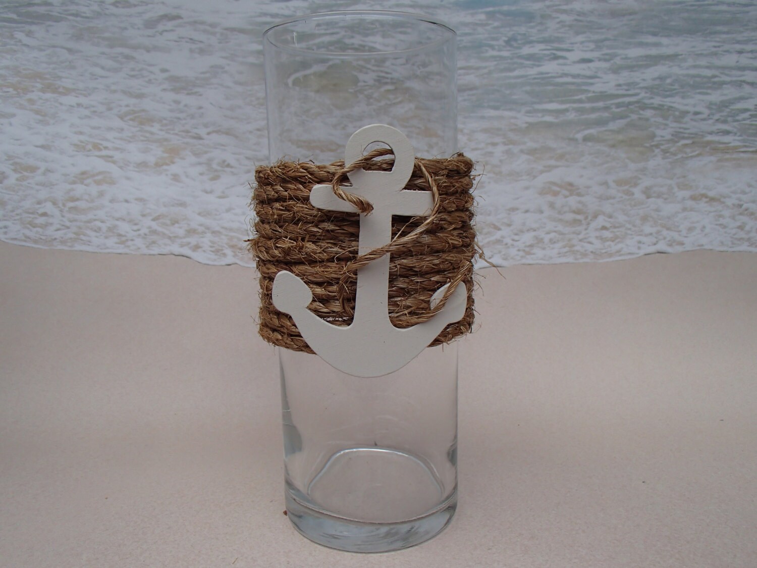 Nautical Vase Hurricane Anchor Navy Boating by ParadiseBridal