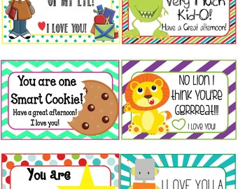 free first day of school lunch box notes